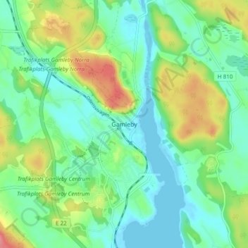 Topografisk kort Gamleby, højde, terræn