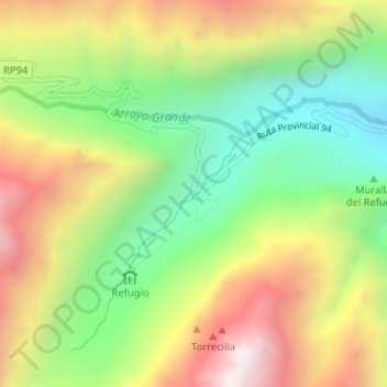 Topografisk kort Cajón de Arenales, højde, terræn