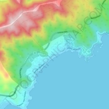 Topografisk kort Παληό, højde, terræn