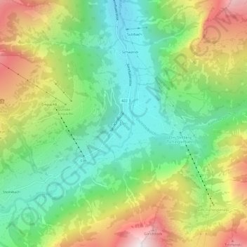 Topografisk kort Elm, højde, terræn