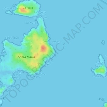 Topografisk kort Faro di Punta Filetto, højde, terræn