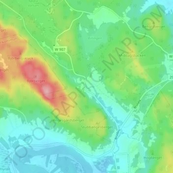 Topografisk kort Vallmora, højde, terræn