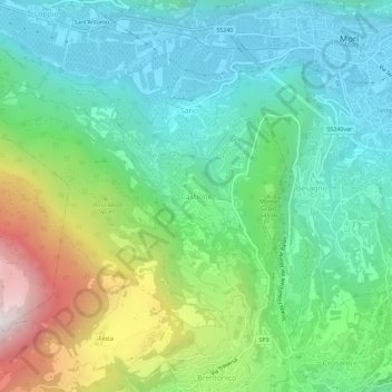 Topografisk kort Castione, højde, terræn