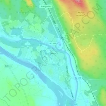 Topografisk kort Sävast, højde, terræn