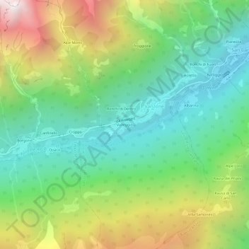 Topografisk kort Valleggio, højde, terræn