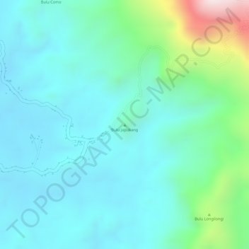 Topografisk kort Bulu Japukang, højde, terræn
