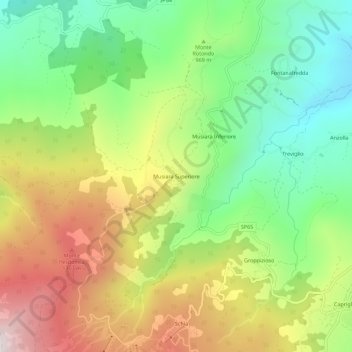 Topografisk kort Musiara Superiore, højde, terræn