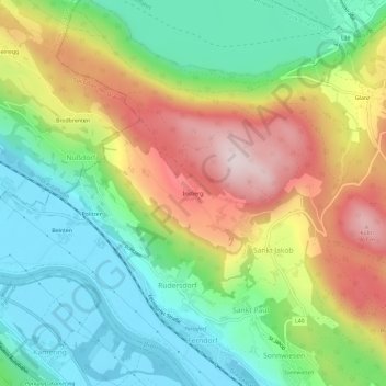 Topografisk kort Insberg, højde, terræn