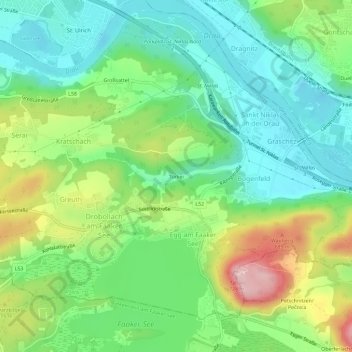 Topografisk kort Türkei, højde, terræn
