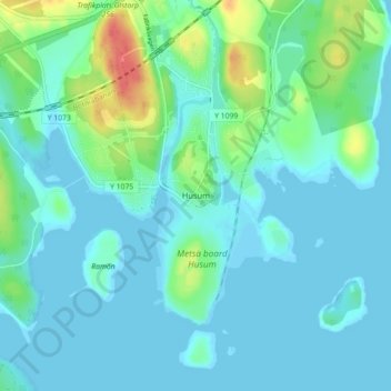 Topografisk kort Husum, højde, terræn