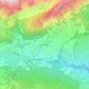 Topografisk kort Schönenboden, højde, terræn
