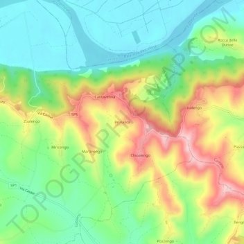 Topografisk kort Brusasca, højde, terræn