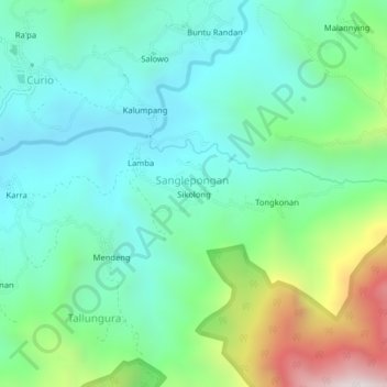 Topografisk kort Sikolong, højde, terræn