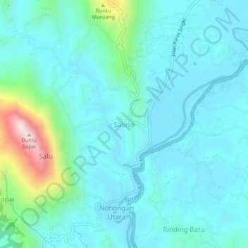 Topografisk kort Saloso, højde, terræn