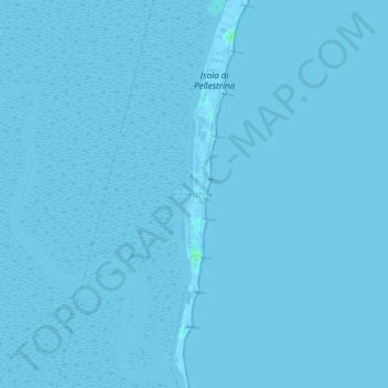 Topografisk kort Pellestrina, højde, terræn