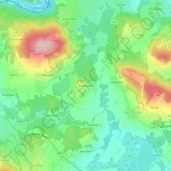Topografisk kort Briefelsdorf, højde, terræn