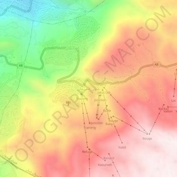 Topografisk kort Aayoun El Siman, højde, terræn