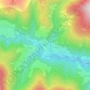 Topografisk kort Klebas, højde, terræn