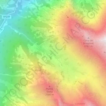 Topografisk kort Gias Lagarot, højde, terræn