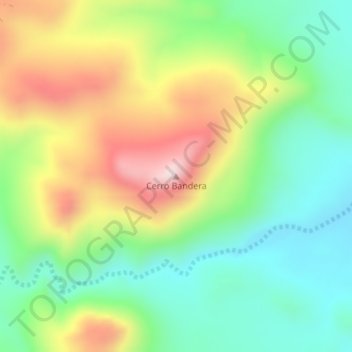 Topografisk kort Cerro Bandera, højde, terræn