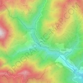 Topografisk kort Creppo, højde, terræn