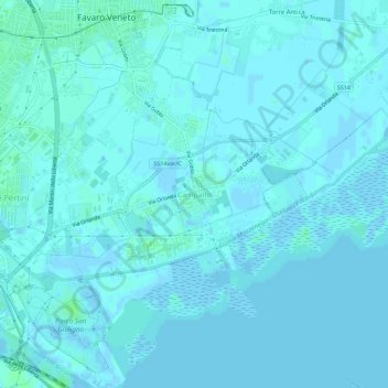 Topografisk kort Campalto, højde, terræn