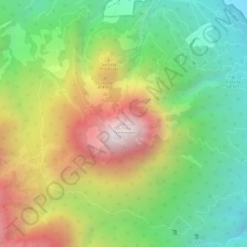 Topografisk kort Gunung Panderman, højde, terræn