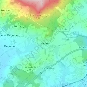 Topografisk kort Ränkam, højde, terræn