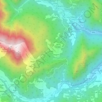 Topografisk kort Ossati, højde, terræn