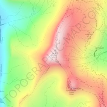 Topografisk kort Sornfelli, højde, terræn
