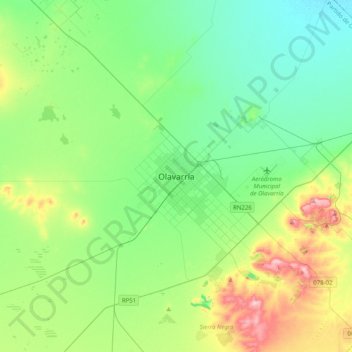Topografisk kort Olavarría, højde, terræn