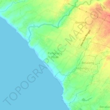 Topografisk kort Pangkung Tibah, højde, terræn