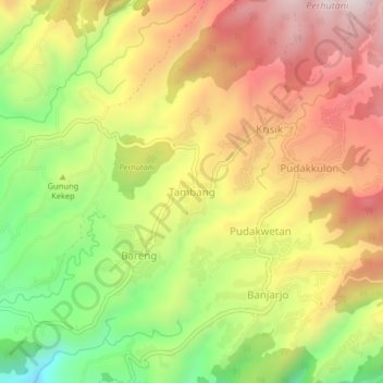 Topografisk kort Tambang, højde, terræn