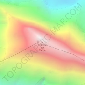 Topografisk kort Distaghil Sar, højde, terræn