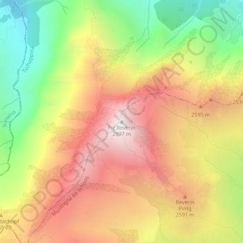 Topografisk kort Piz Beverin, højde, terræn
