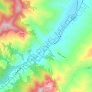 Topografisk kort Cusercoli, højde, terræn