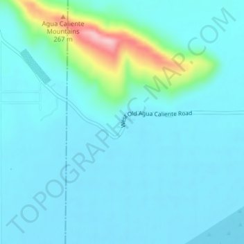 Topografisk kort Agua Caliente, højde, terræn