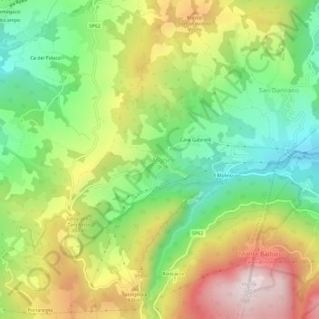 Topografisk kort Mogne, højde, terræn