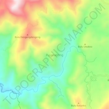 Topografisk kort Pujananting, højde, terræn