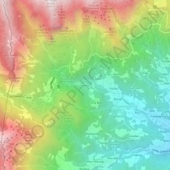 Topografisk kort Guarda, højde, terræn