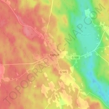Topografisk kort Älghult, højde, terræn