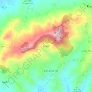 Topografisk kort Siwaru, højde, terræn