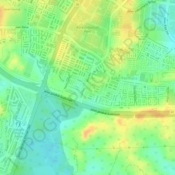 Topografisk kort Duta Mas, højde, terræn