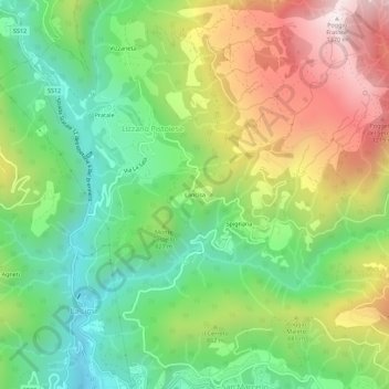 Topografisk kort Lancisa, højde, terræn