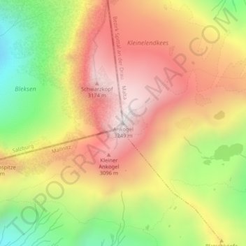 Topografisk kort Ankogel, højde, terræn