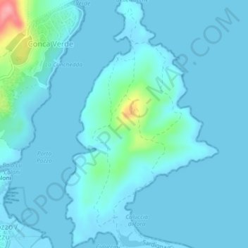 Topografisk kort Culuccia, højde, terræn