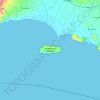 Topografisk kort Nusa Barong, højde, terræn
