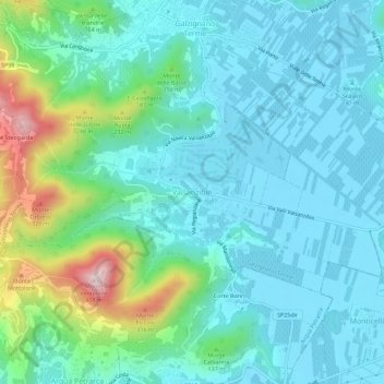 Topografisk kort Valsanzibio, højde, terræn