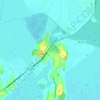 Topografisk kort Tamoios, højde, terræn