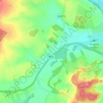 Topografisk kort Almer, højde, terræn